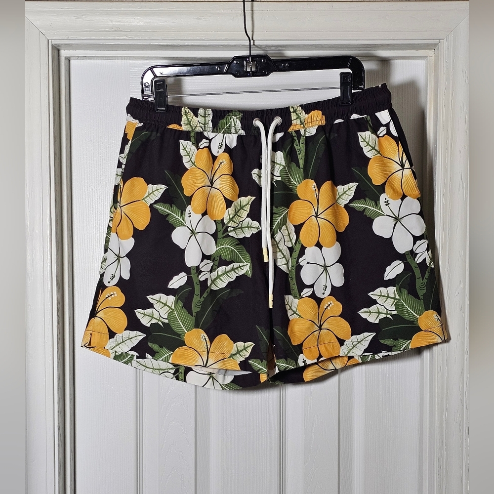 Tombolo Men's Night Bloom Swim Trunks Size XL Floral Shorts Mesh Liner Beach